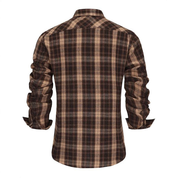 Men's Vintage Casual Flannel Plaid Lapel Long Sleeve Shirt 49880234TO