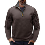 Men's Vintage 3D Jacquard Zipper Stand Collar Loose Long Sleeve Sweatshirt 62241167M