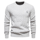 Men's Deer Embroidery Solid Color Crew Neck Sweater 48611583Y