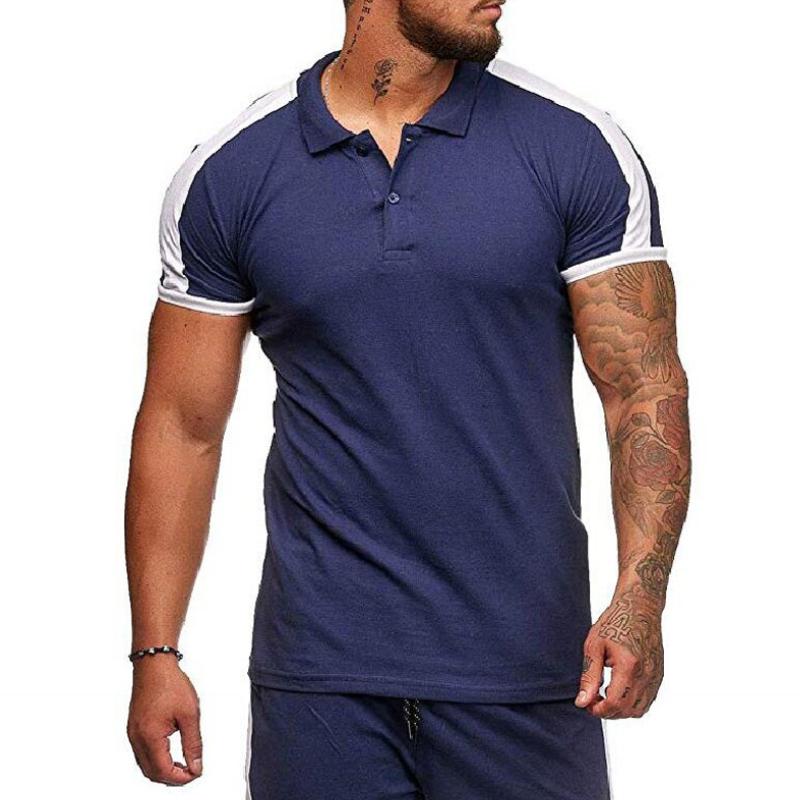 Men's Casual Colorblock Lapel Polo Shirt 66053544TO
