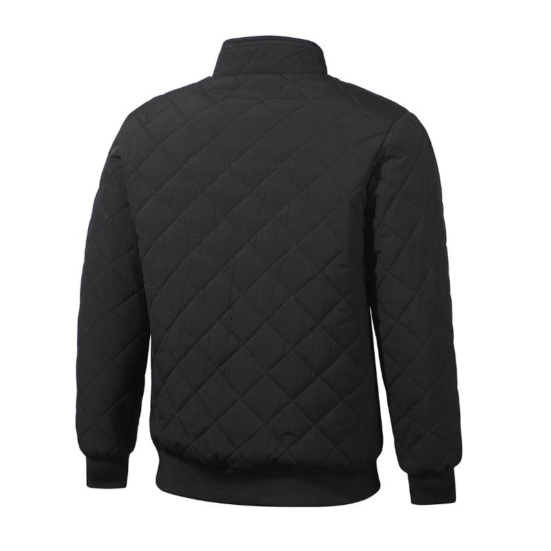 Men's Casual Stand-up Collar Zipper Fleece Warm Quilted Baseball Jacket 57998235M