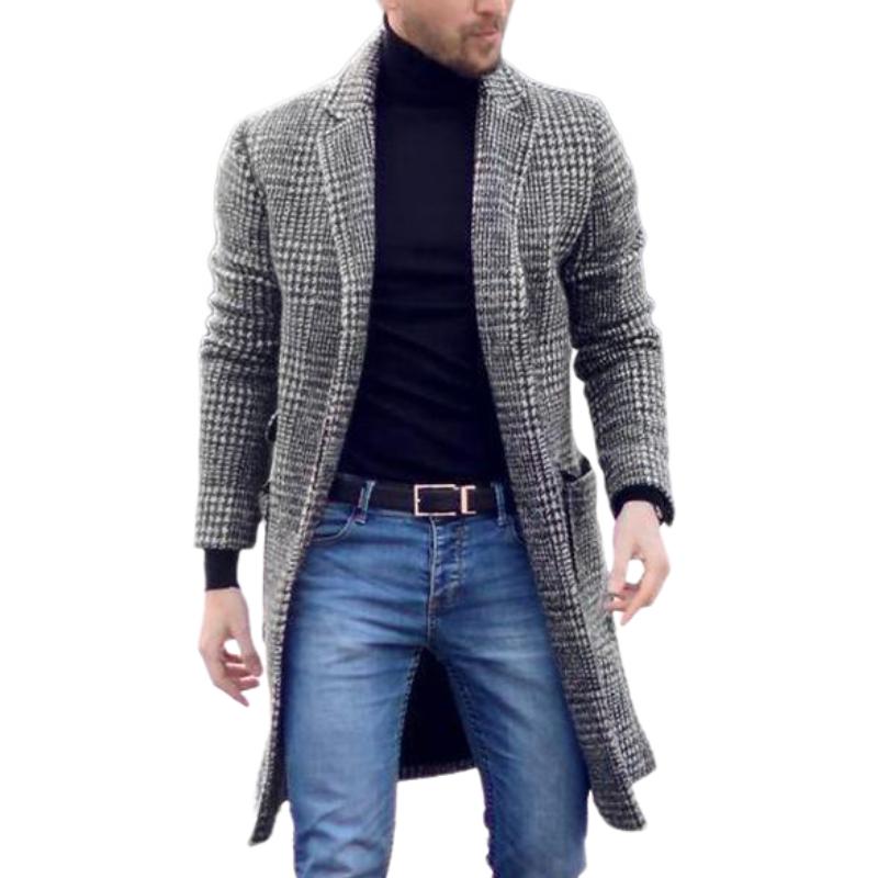 Cappotto di lana scozzese di media lunghezza da uomo 02038439F