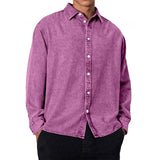 Men's Casual Lapel Loose Long Sleeve Shirt 49255598M