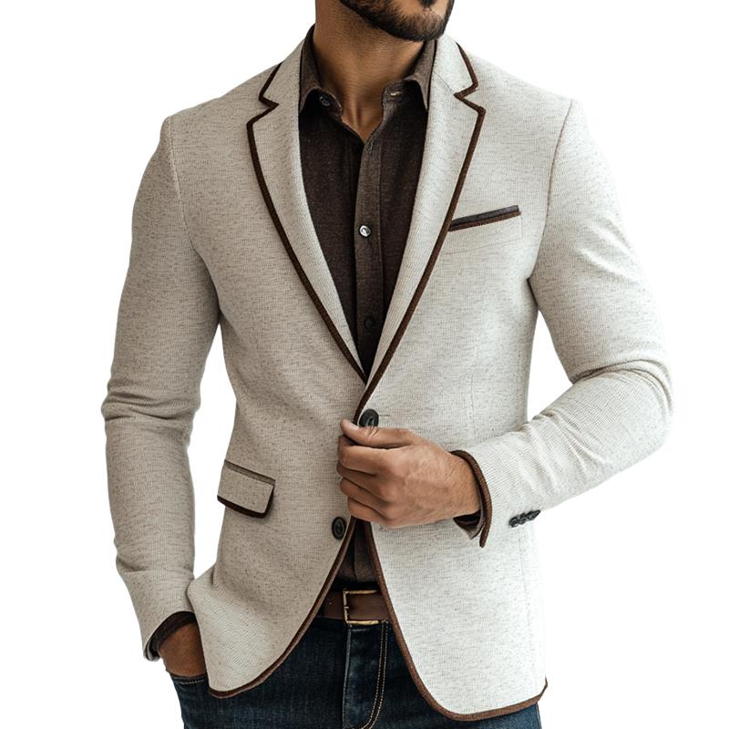 Men's Retro Casual Splicing Single Breasted Blazer 09362090TO