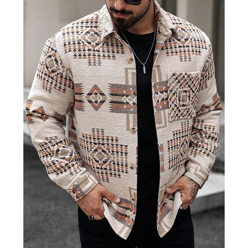 Men's Vintage Print Single Breasted Jacket 21995717Y