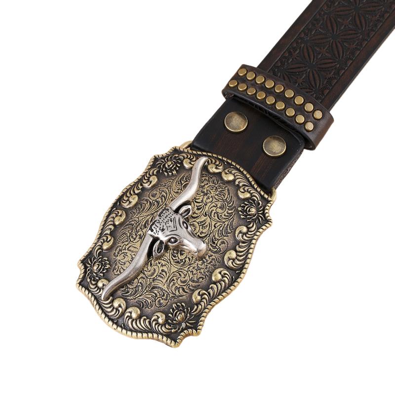 Vintage Western Cowboy skåret punkskinnbelte for menn 03004753K