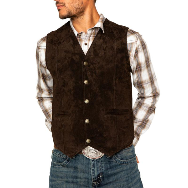 Men's Vintage Suede Cargo Vest 63471588Y