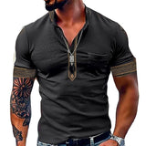 Men's Pullover Printed Stand Collar Short-sleeved T-shirt 22855315X