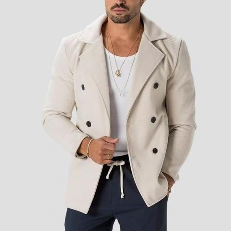 Men's Solid Color Notch Lapel Double Breasted Casual Blazer 33359922Z