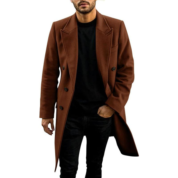 Men's Casual Solid Color Lapel Double Breasted Coat 64256072Y