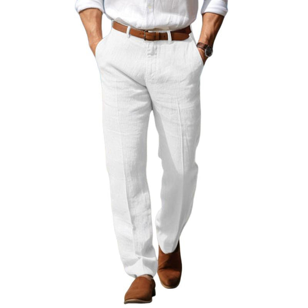 Men's Casual Linen Straight Thin Breathable Suit Pants 68127298M