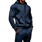 Men's Casual Solid Color Plus Velvet Thickened Long Sleeve Sweater Cuffed Pants Set 13672618K