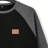 Men's Casual Colorblock Raglan Sleeves Crew Neck Sweatshirt 08030974Y