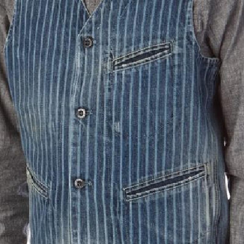 Men's Classic Vintage V-Neck Denim Vest 40279542F