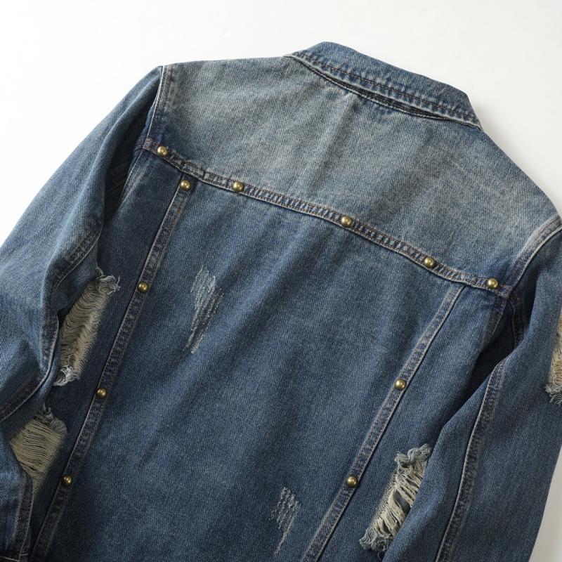 Men's Vintage Ripped Denim Jacket 47230882Y