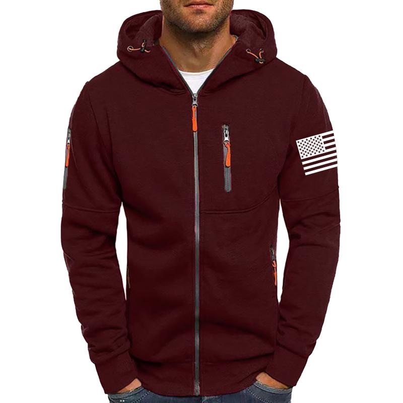 Men's Solid Cardigan Zip-Up Hooded Jacket 59926043X