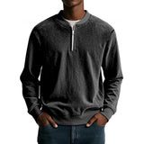 Men's Casual Solid Color Half Zip Loose Pullover Sweatshirt 90756886M