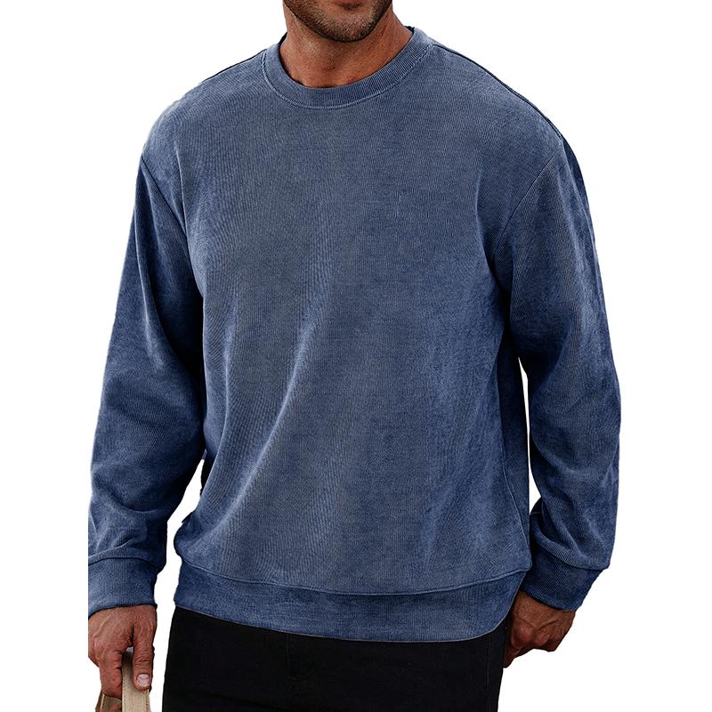 Men's Solid Color Loose Round Neck Long Sleeve Casual Sweatshirt 81572013Z