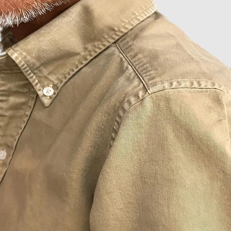 Men's Solid Lapel Long Sleeve Casual Shirt 84598316Z