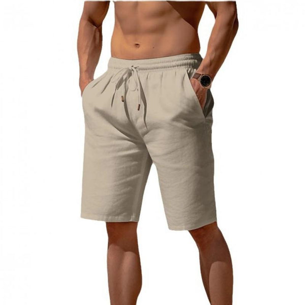 Men's Casual Elastic Waist Drawstring Breathable Straight Beach Shorts 31795779M
