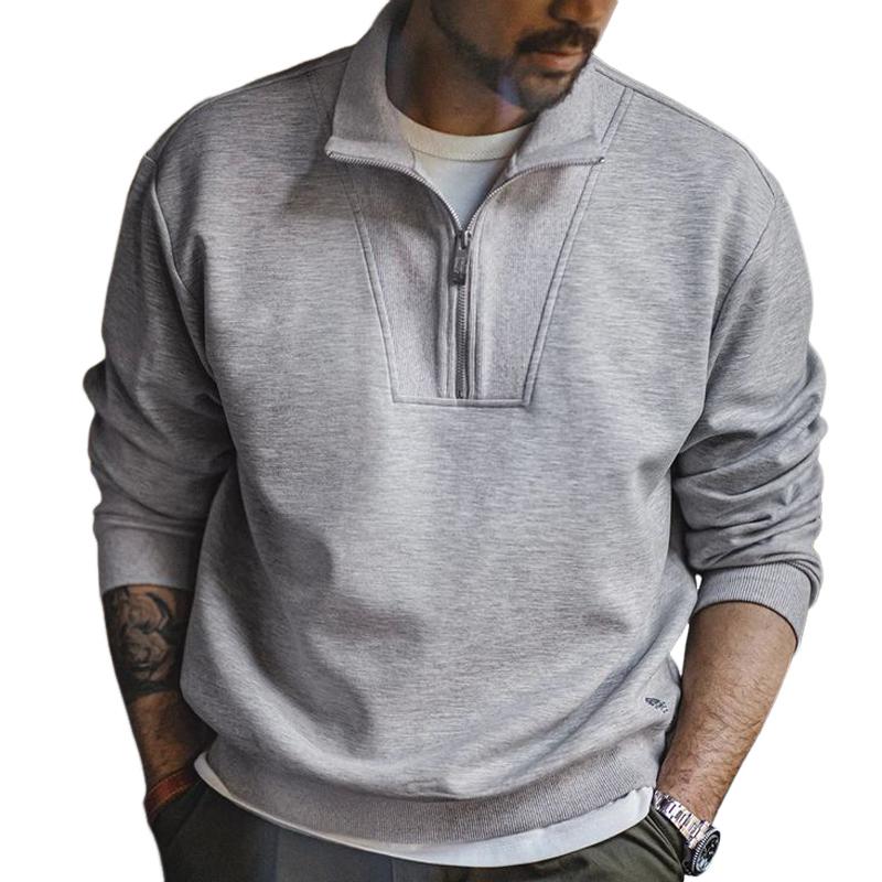 Men's Fashion Solid Color Loose Lapel Long Sleeve Casual Sweatshirt 63865371Z