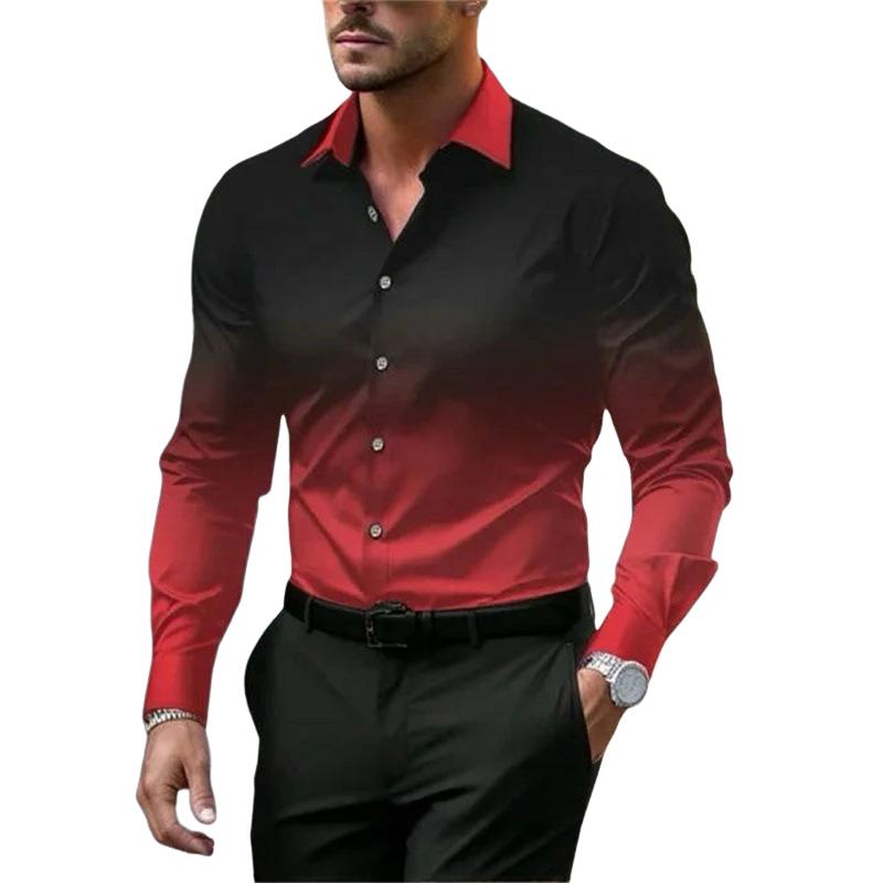 Chemise ample à manches longues et revers dégradé pour homme 28602919X