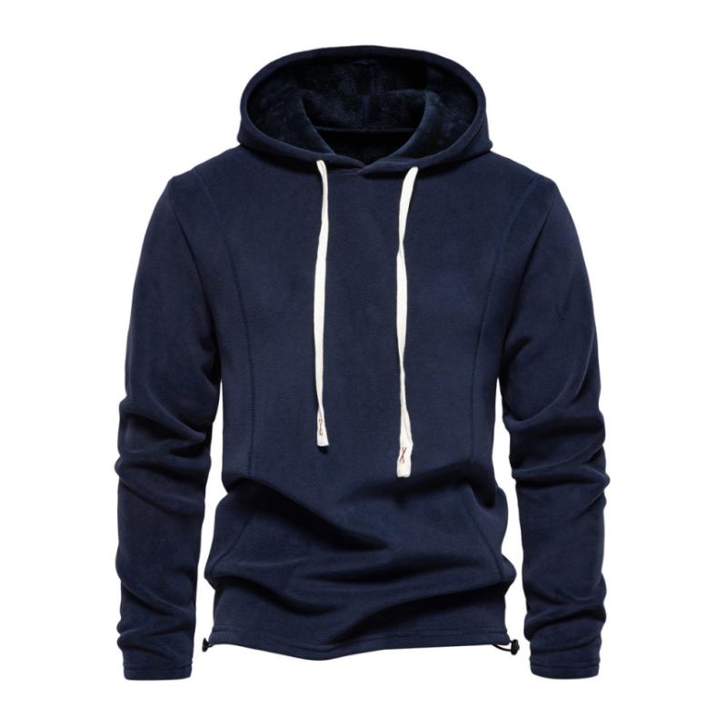 Men's Casual Polar Fleece Warm Loose Long-sleeved Pullover Hoodie 26204153M