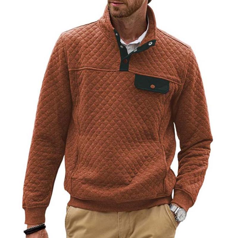 Men's Classic Casual Slim Stand Collar Pocket Long Sleeve Sweatshirt 24499443K