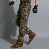 Men's Camo Cotton Multi-pocket Zipper Decor Straight Cargo Pants 40263270Z