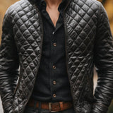 Men's Casual Quilted Leather Jacket 15541395F