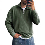 Men's Solid Color Lapel Zipper Sweatshirt 52317136Y