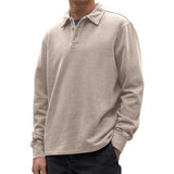 Men's Casual Solid Color Lapel Loose Long Sleeve Polo Shirt 90976111M