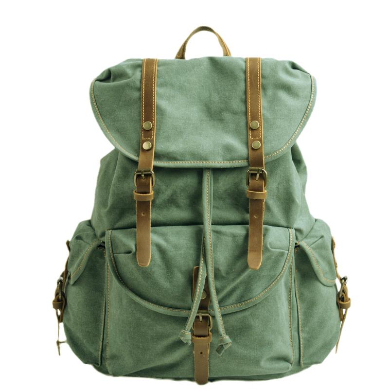 Men's Retro Outdoor Large Capacity Multi-Pocket Canvas Backpack 33759989Y