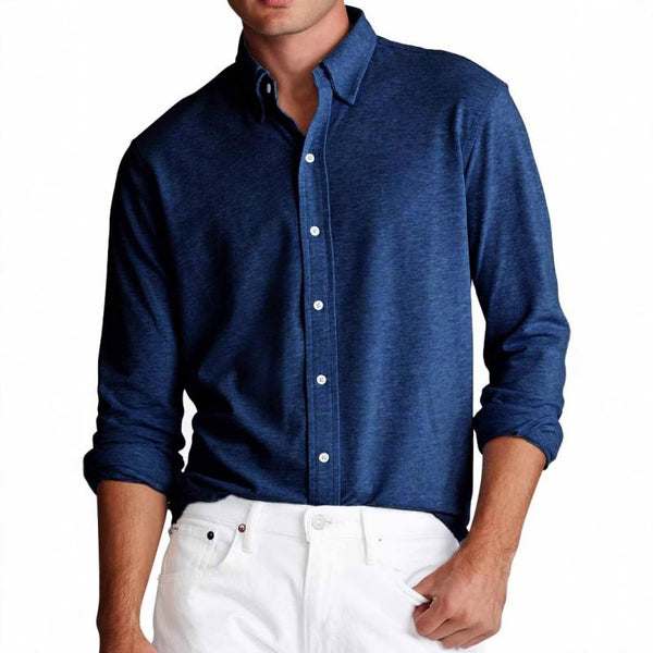 Men's Casual otton Blended Lapel Slim Fit Long Sleeve Shirt 57622878M