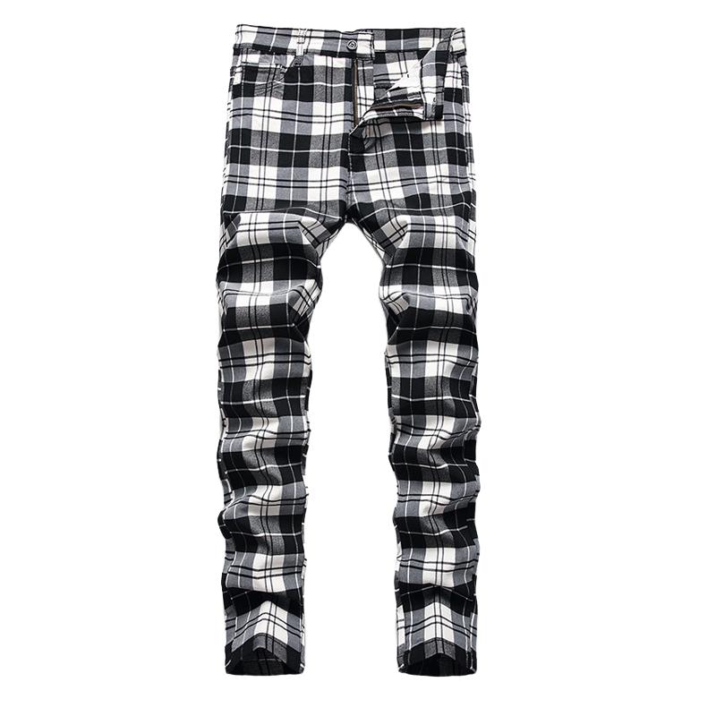 Pantalones casuales de cuadros elásticos para hombre 43205160X