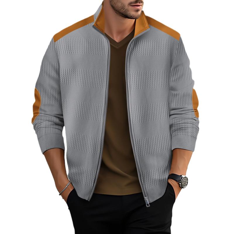 Men's Casual Colorblock Lapel Zipper Jacket 98580197X