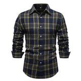 Men's Casual Brushed Plaid Long Sleeve Shirt 61107633Y