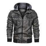 Men's Leather Jacket with Detachable Hood 46304664F