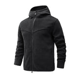 Men's Casual Fleece Warm Patchwork Loose Zip Hooded Jacket 05147054M