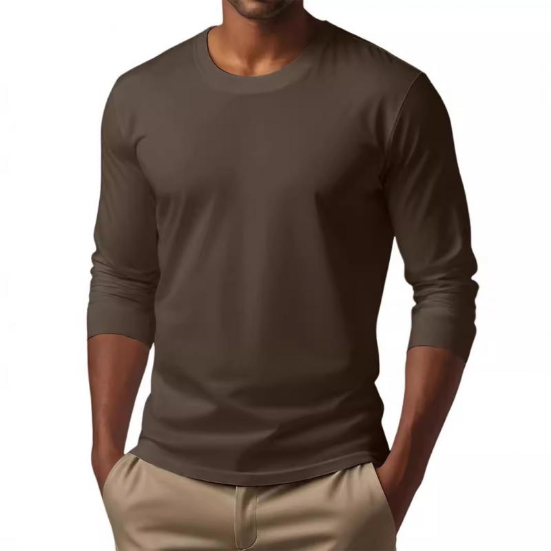 Men's Casual Cotton Blended Round Neck Slim Fit Long Sleeve T-Shirt 36082649M