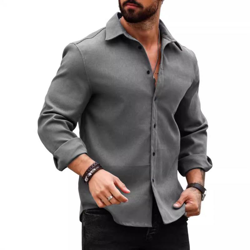 Chemise décontractée à manches longues en coton mélangé pour homme, coupe slim, 99859497M