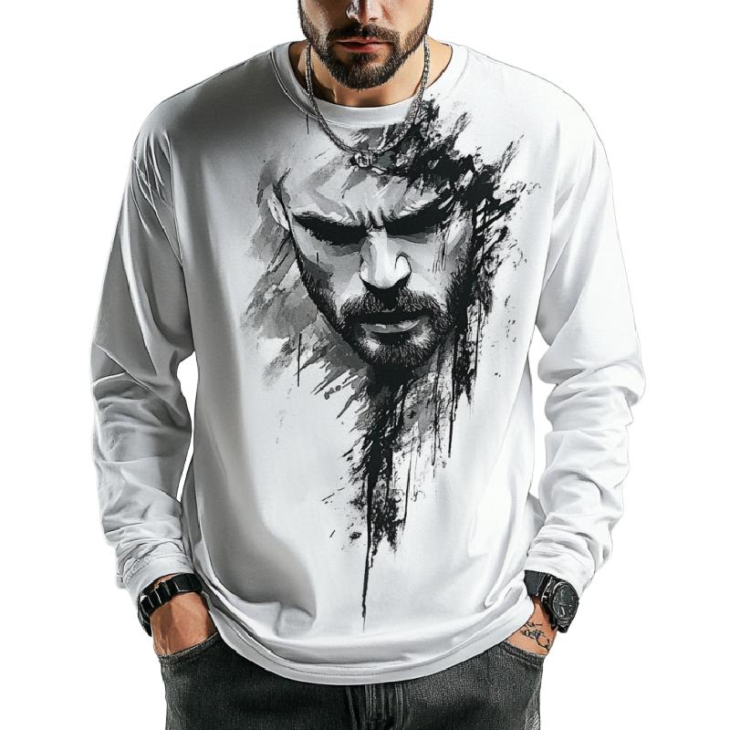 Men's Casual Printed Round Neck Long Sleeve T-Shirt 44797007K