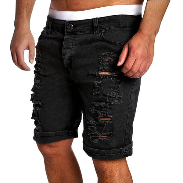 Men's Washed Ripped Casual Street Shorts 44190679TO