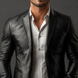 Men's Classic Vintage Slim Fit Leather Blazer 31535680K