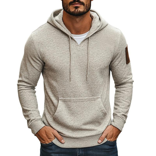 Men's Casual Cotton V-Neck Slim Fit Kangaroo Pocket Hoodie 74498217M