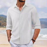 Men's Single-Breasted Lapel Long-Sleeved Shirt 99354806Y