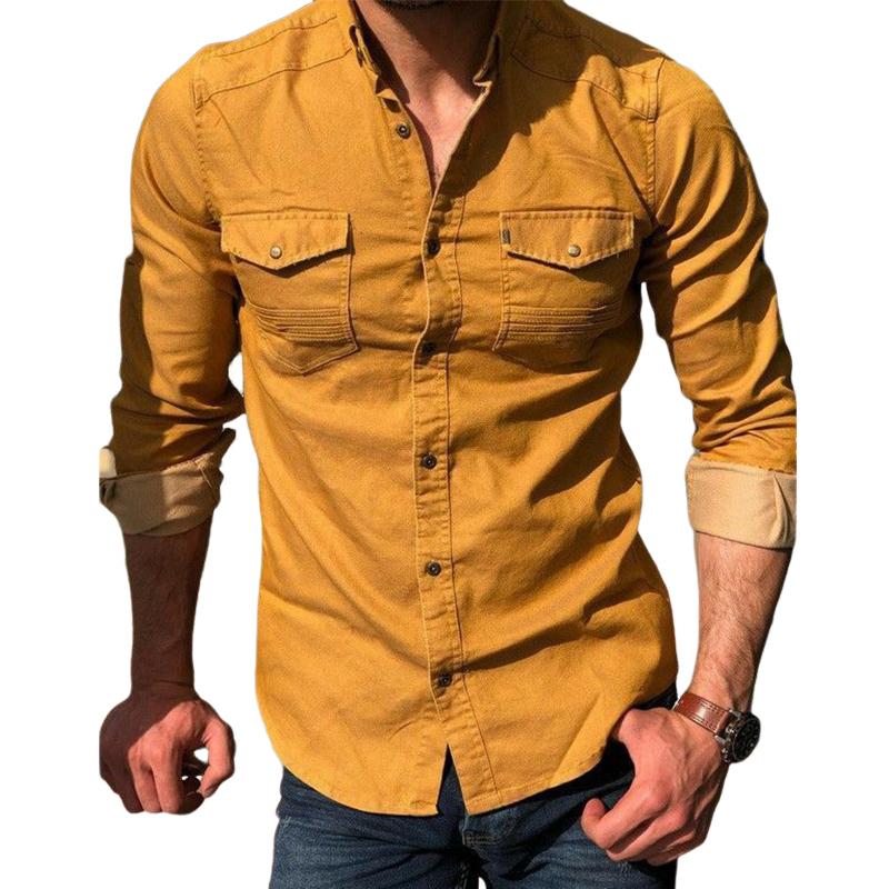 Men's Vintage Denim Long Sleeve Shirt 89125777U