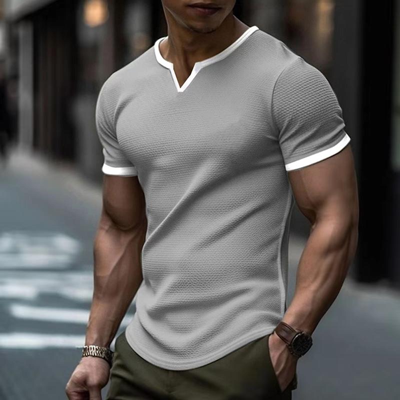 Men's Colorblock V Neck Short Sleeve T-shirt 01270300Z