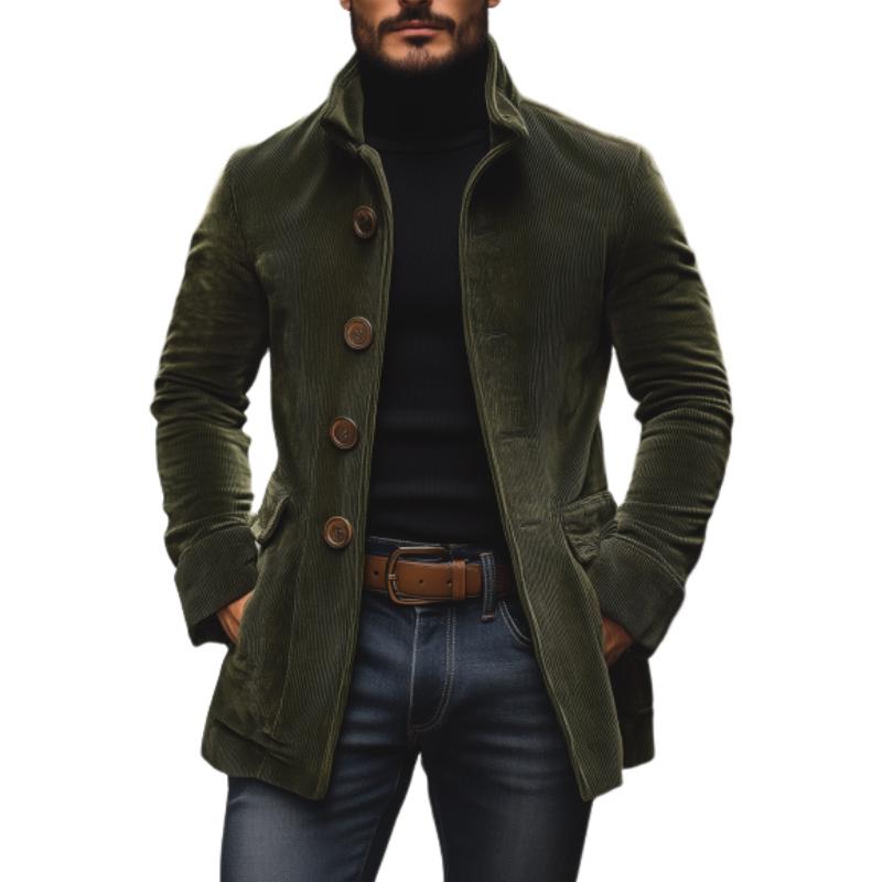 【Spedizione in 24 ore】Cappotto corto monopetto slim in velluto a coste vintage da uomo 66901253M