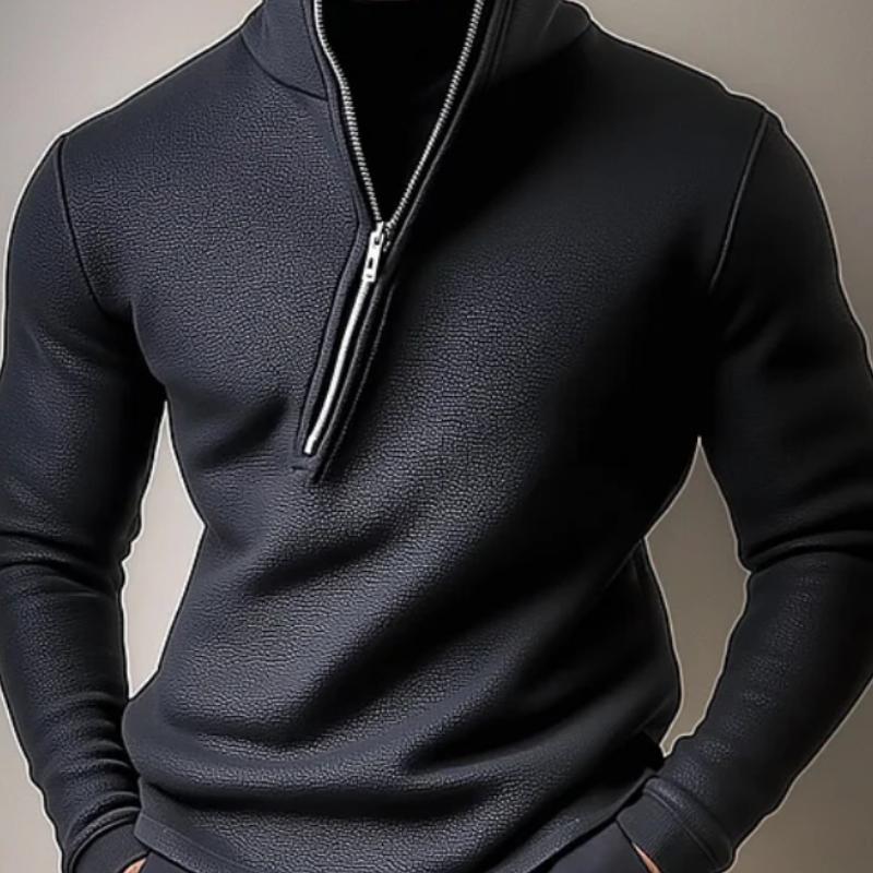 Men's Stand Collar Zipper Leather Sweatshirt 45822655F